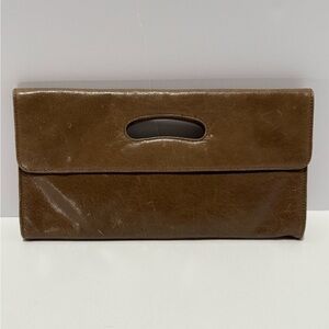 Hobo International Vegan Leather Clutch Brown Handbag Purse